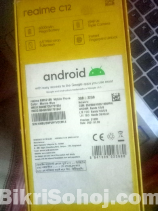 Realme c12 RAM 3GB ROM 32GB (used)